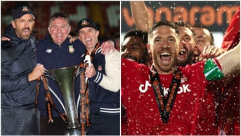 The trailer "Welcome to Wrexham" season two drops. When does the show about Wrexham A.F.C. with Ryan Reynolds and Rob McElhenney's return? (Credit: Getty Images)
