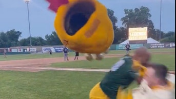 AJ Dillon Sends Poor Minor League Mascot Into Orbit With Vicious Hit