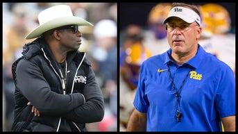 Pittsburgh head coach Pat Narduzzi and Colorado's Deion Sanders