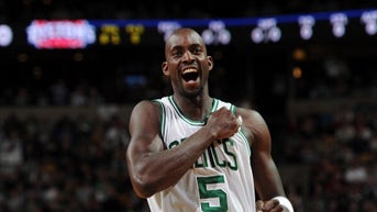 Kevin Garnett Celebrates For The Boston Celtics