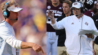 lane-kiffin-jimbo-fisher-ole-miss-texas-am-football-spring-practice-drills