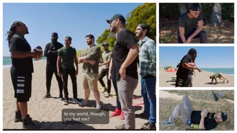 Marshawn Lynch beach workout.