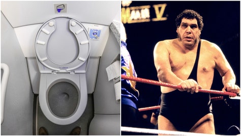 Andre The Giant and an airplane toilet.