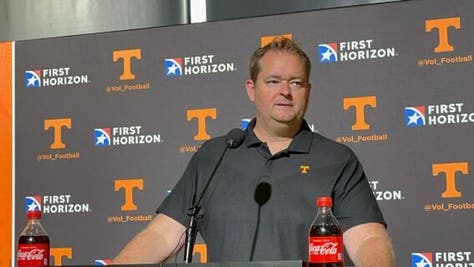 Vols head coach Josh Heupel speaks to the media