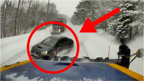 Snowplow destroys car in New York. (Credit: Screenshot/X Video https://twitter.com/NYSDOT/status/1748084919471845411)