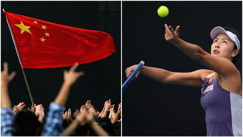 Chinese flag and Peng Shuai