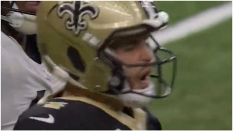 Saints QB Derek Carr blew his lid during a Thursday night loss to the Jaguars. He yelled at Chris Olave after a terrible pass. (Credit: Screenshot/Twitter Video https://twitter.com/NFL_DovKleiman/status/1715198650161262673)