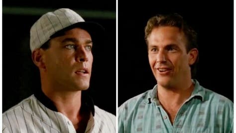 Kevin Costner honors Ray Liotta during the Field of Dreams game with a powerful tribute. (Credit: Screenshot/Twitter Video https://twitter.com/MLBONFOX/status/1557854691740065795)