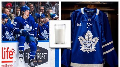 Maple Leafs Bench and Jersey and milk