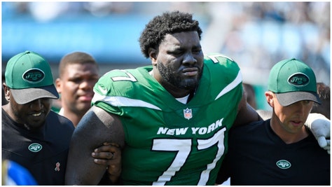 Mekhi Becton flames New York Jets coaching staff. (Credit: Getty Images)