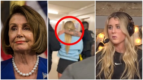 Congresswoman Nancy Pelosi silent on Riley Gaines attack. (Credit: Getty Images, OutKick and Twitter Video Screenshot/https://twitter.com/IWF/status/1644260315071127559)