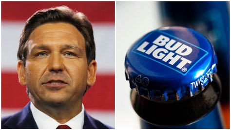 Florida Governor Ron DeSantis roasted Bud Light while serving veterans at VFW Post 9211 in Sparks, Nevada. Watch the video. (Credit: Getty Images)