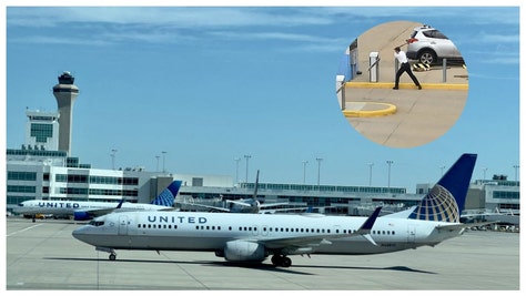 United airlines pilot takes an axe to a parking gate.