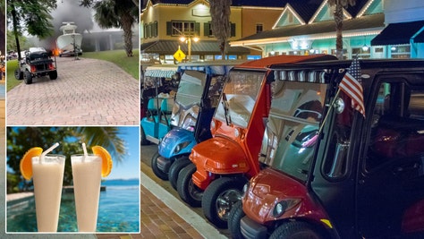 Golf Carts in a Row