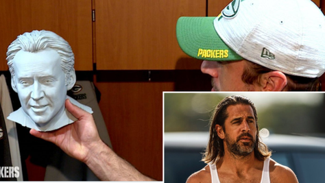 Nicholas Cage Bust Now Sits Atop Aaron Rodgers' Green Bay Locker