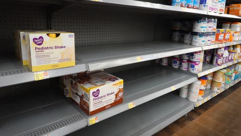 Baby formula shelves half empty