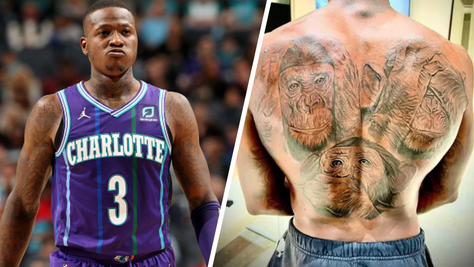 Hornets' Terry Rozier Gets Massive 'Three Wise Monkeys' Tattoo Across Back