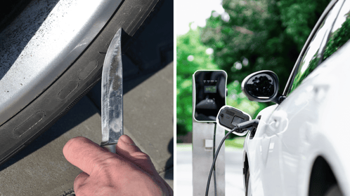 Electric Vehicle Vandalized By Idiots Campaigning For Climate Change