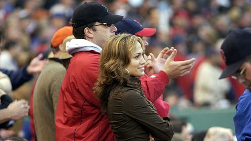 Actor Ben Affleck And Jennifer Lopez Attend Boston Red Sox Game