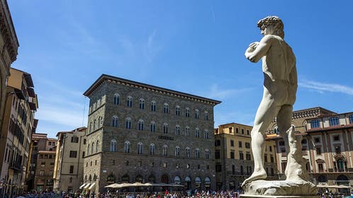 Italy. Tuscany. Florence. Piazza della Signoria. David Statue