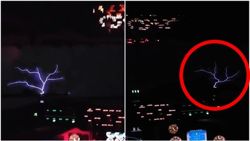 Military aircraft captures footage of St. Elmo's fire during Hurricane Idalia. (Credit: Screenshot/Twitter video (Credit: Screenshot/Twitter Video https://twitter.com/MacDill_AFB/status/1696623235943530855)