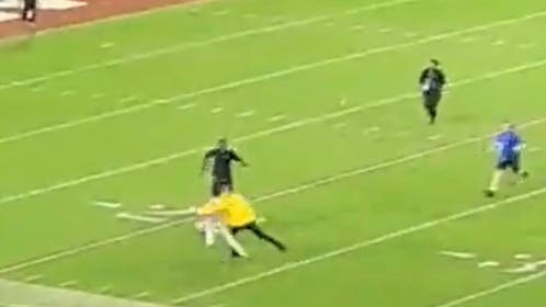 An Alabama Security officer tackled a fan who rushed an empty field following win over Tennessee