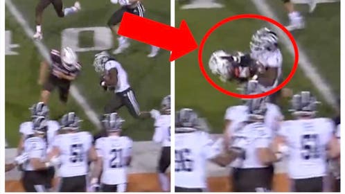 Bowling Green Falcons kicker Mason Lawler throws huge hit against Western Michigan on a kick return. (Credit: Screenshot/Twitter Video https://twitter.com/espncfb/status/1587959518151020544)