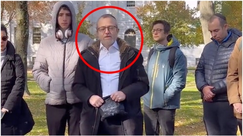 Rabbi Zarchi's words twisted by pro-Palestine group. (Credit: Screenshot/X Video https://twitter.com/HarvardPSC/status/1722102271792603452)
