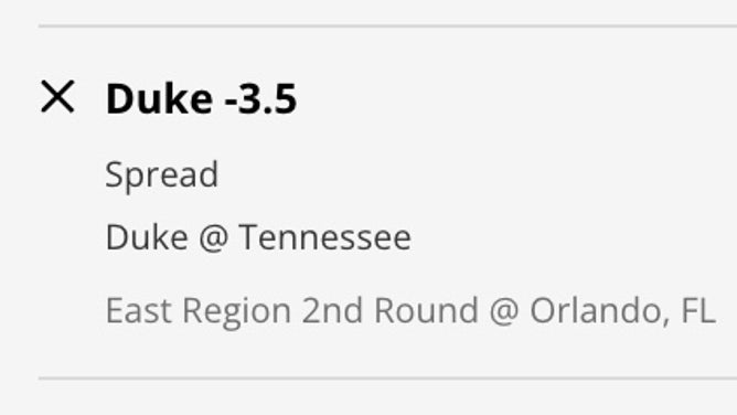 The Duke Blue Devils' odds vs. the Tennessee Volunteers in the East Region of the NCAA Tournament from DraftKings Sportsbook as of Friday, March 17th.