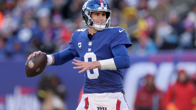 New York Giants QB Daniel Jones throws a pass during the first quarter against the Detroit Lions at MetLife Stadium in East Rutherford, New Jersey.