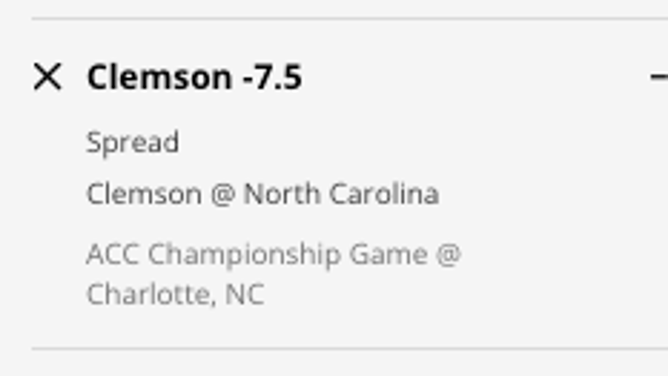 The Clemson Tigers' odds vs. North Carolina Tar Heels from DraftKings Sportsbook as of Wednesday, November 30th at 2 a.m. ET.