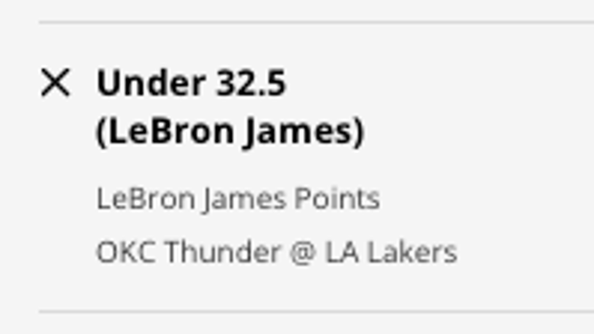 Los Angeles Lakers' LeBron James point prop odds vs. the Oklahoma City Thunder from DraftKings Sportsbook as of Tuesday, Feb. 7th at 2 p.m. ET.