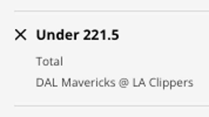 Odds for the UNDER in Dallas Mavericks at Los Angeles Clippers from DraftKings Sportsbook as of Tuesday, Jan. 10th at 11 a.m. ET.