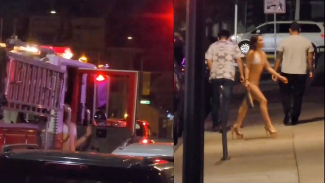 Video Of Bikini Bombshell Exiting Firetruck To Enter Strip Club