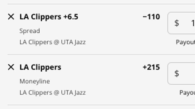 The Los Angeles Clippers' odds at the Utah Jazz from DraftKings Sportsbook as of Wednesday, November 30th at 1:45 p.m. ET.