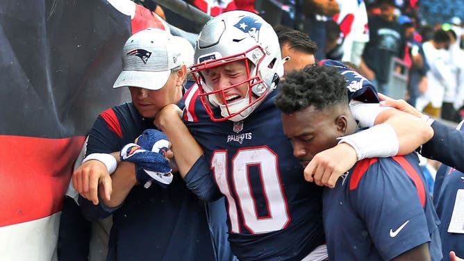 New England Patriots quarterback Mac Jones was howling in pain as he was helped off the field and into the locker room after suffering a high-ankle sprain against Baltimore Ravens.
