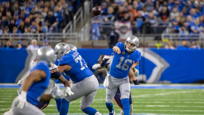 Lions QB Jared Goff passes the ball vs. the Chicago Bears at Ford Field in Detroit, Michigan.