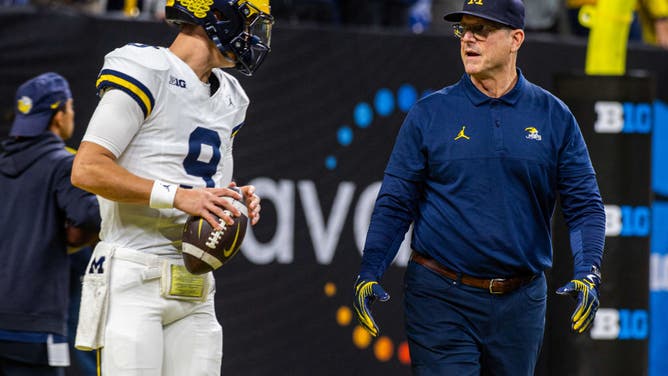 Michigan head coach Jim Harbaugh returned to the Wolverines sidelines during Big Ten title game, with Tony Petitti in attendance