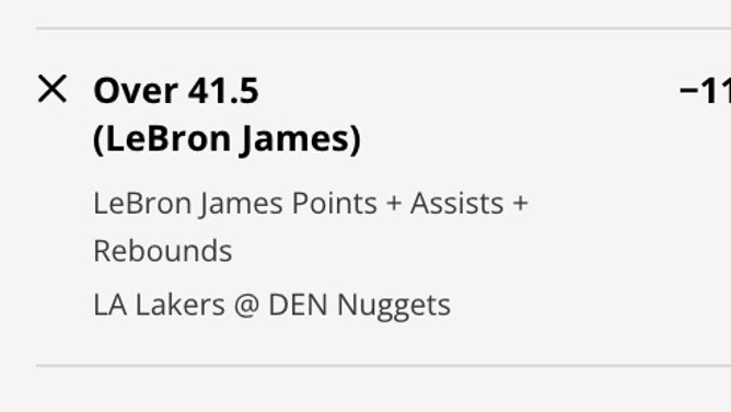 Over for LeBron James' Player Combo vs. the Nuggets in Game 2 of the WCF at DraftKings.