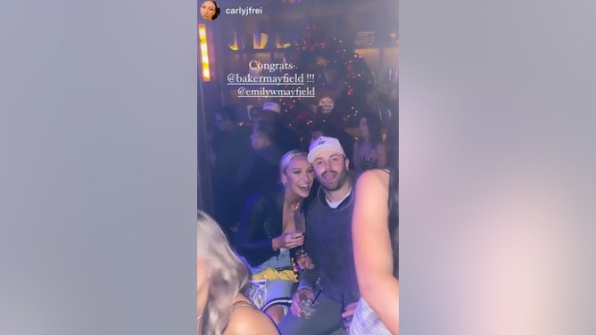 Baker Mayfield partying after Rams win