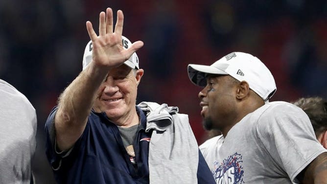 Head coach Bill Belichick of the New England Patriots celebrates his 13-3 win over Los Angeles Rams during Super Bowl LIII against Los Angeles Rams at Mercedes-Benz Stadium on February 03, 2019 in Atlanta, Georgia. 