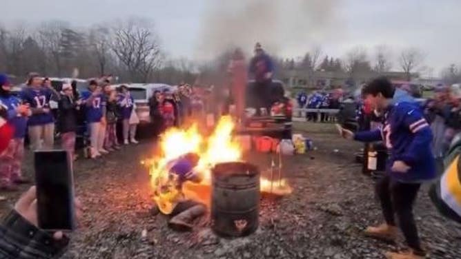 Bills Mafia Member Catches Himself On Fire Attempting To Jump Through ... Bills Mafia Member Catches Himself On Fire Attempting To Jump Through ...