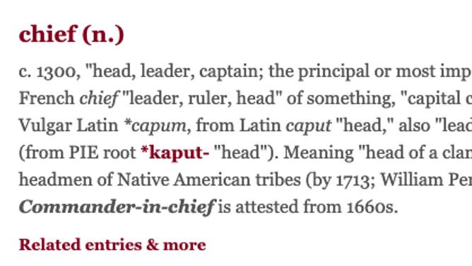 Chief word origin