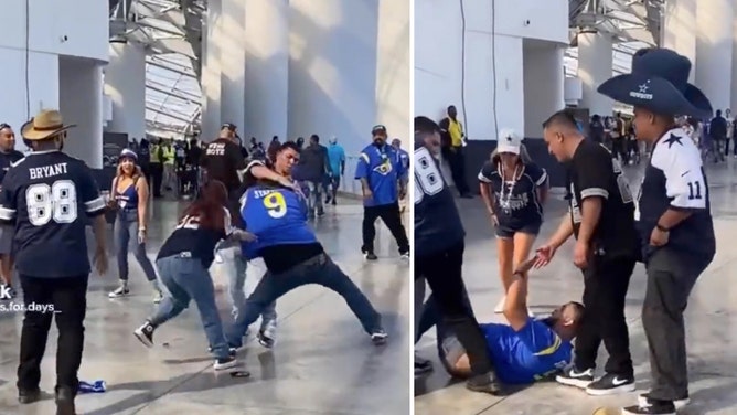 Cowboys Rams fan fight video