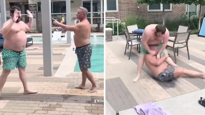 Dad pool fight video