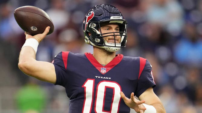 Texans quarterback Davis Mills reveals he has a black belt. (Photo by Cooper Neill/Getty Images)