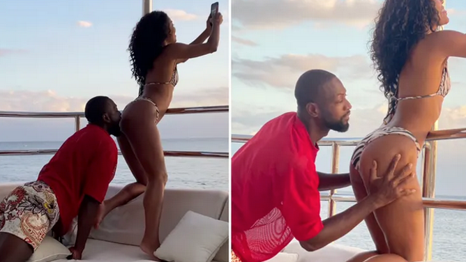 Dwayne Wade bites Gabrielle Union butt on vacation