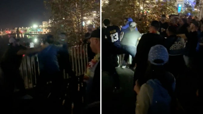 Fan thrown off bridge Chargers game