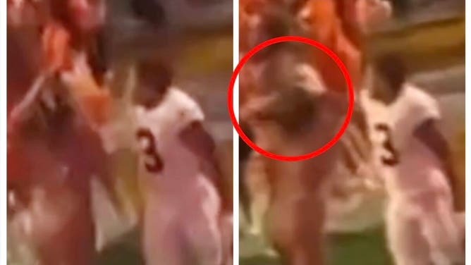 Alabama receiver Jermaine Burton breaks silence on hitting female Tennessee fan. (Credit: Twitter Video Screenshot)