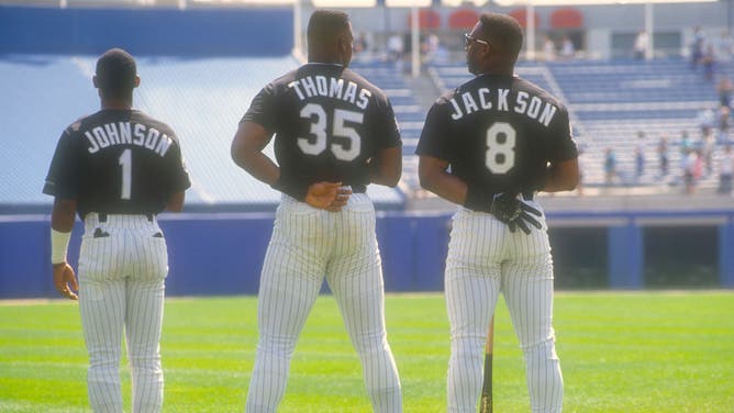 Chicago White Sox Lance Johnson, Frank Thomas, and Bo Jackson